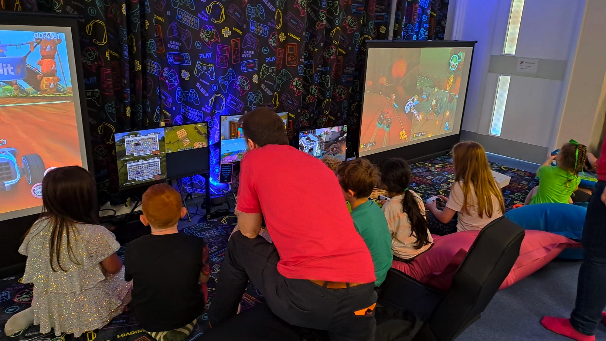 Party host with kids